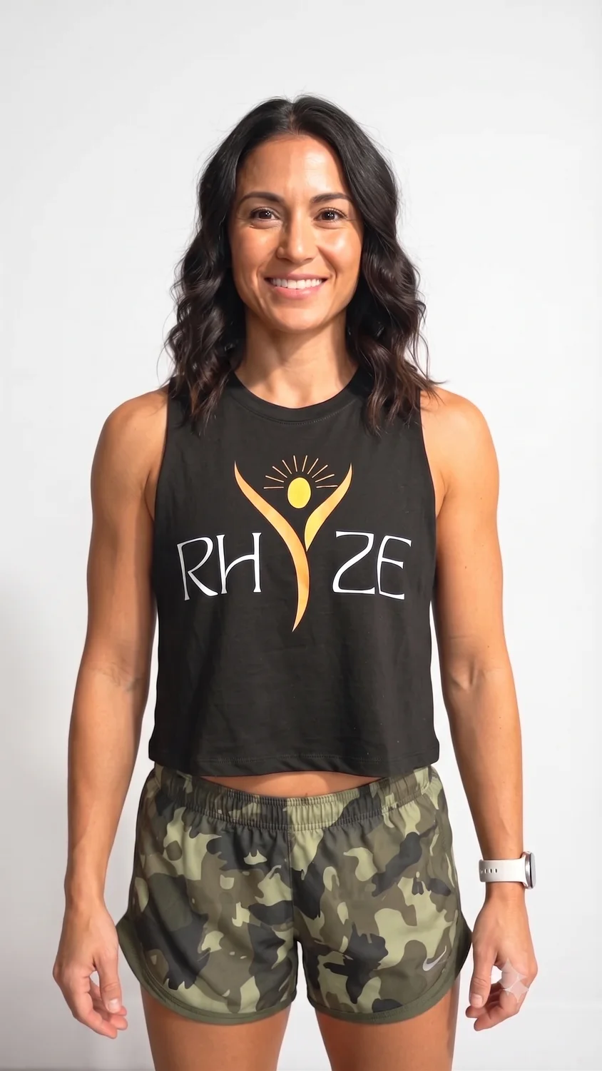 Rhyze Logo Cropped Tank — Front view